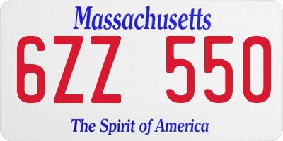 MA license plate 6ZZ550