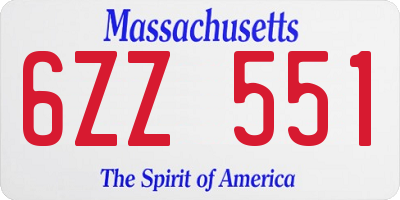 MA license plate 6ZZ551