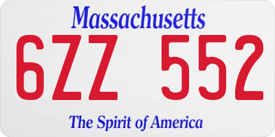 MA license plate 6ZZ552