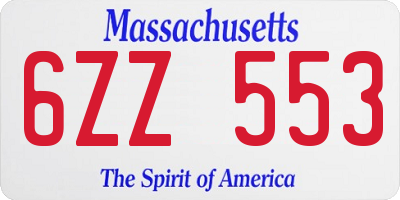 MA license plate 6ZZ553