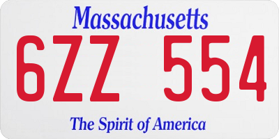 MA license plate 6ZZ554