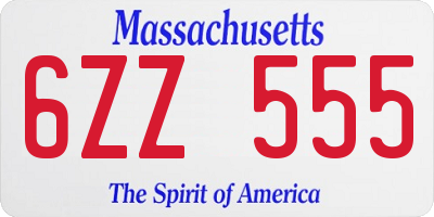 MA license plate 6ZZ555