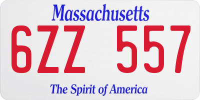 MA license plate 6ZZ557
