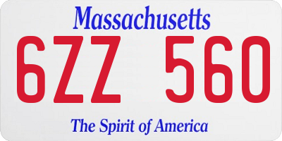MA license plate 6ZZ560