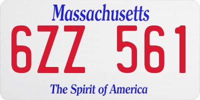 MA license plate 6ZZ561