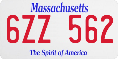 MA license plate 6ZZ562