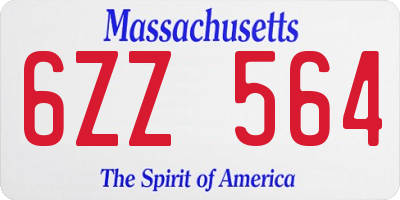 MA license plate 6ZZ564