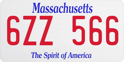 MA license plate 6ZZ566