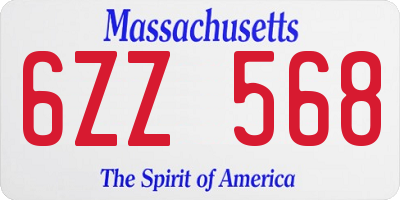 MA license plate 6ZZ568