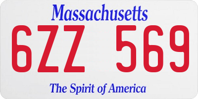 MA license plate 6ZZ569