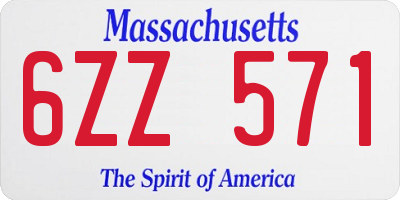 MA license plate 6ZZ571