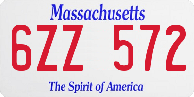 MA license plate 6ZZ572