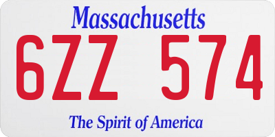 MA license plate 6ZZ574