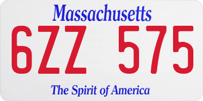MA license plate 6ZZ575