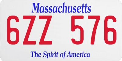 MA license plate 6ZZ576