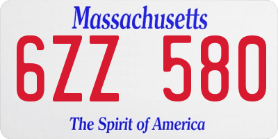 MA license plate 6ZZ580