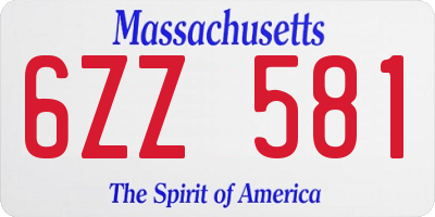 MA license plate 6ZZ581