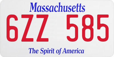 MA license plate 6ZZ585