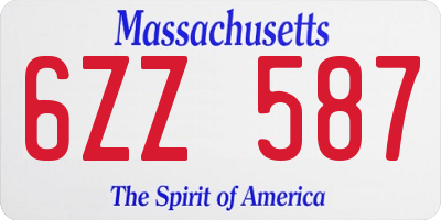 MA license plate 6ZZ587