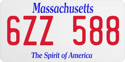 MA license plate 6ZZ588