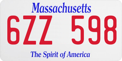 MA license plate 6ZZ598