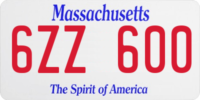 MA license plate 6ZZ600