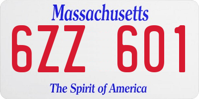 MA license plate 6ZZ601