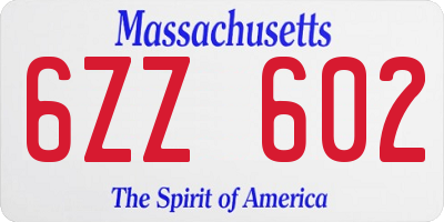 MA license plate 6ZZ602