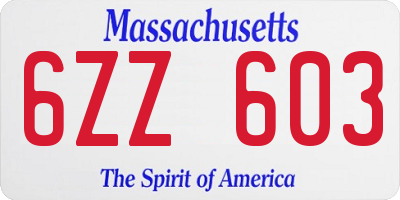 MA license plate 6ZZ603