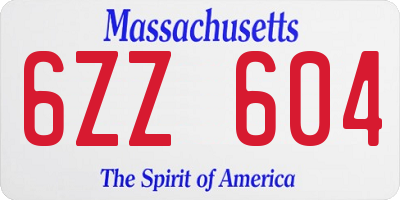 MA license plate 6ZZ604