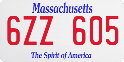 MA license plate 6ZZ605