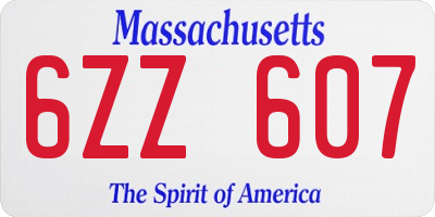 MA license plate 6ZZ607