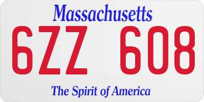 MA license plate 6ZZ608