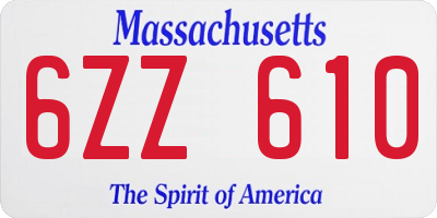 MA license plate 6ZZ610