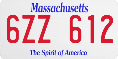 MA license plate 6ZZ612
