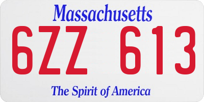 MA license plate 6ZZ613