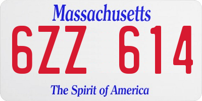 MA license plate 6ZZ614
