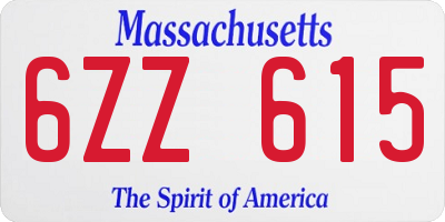 MA license plate 6ZZ615