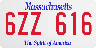 MA license plate 6ZZ616