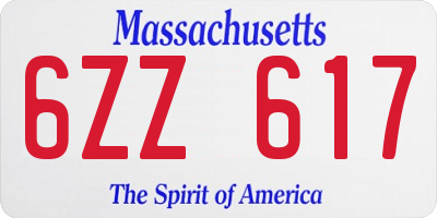 MA license plate 6ZZ617