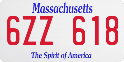 MA license plate 6ZZ618