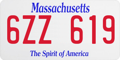 MA license plate 6ZZ619