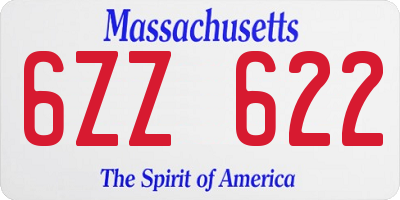 MA license plate 6ZZ622