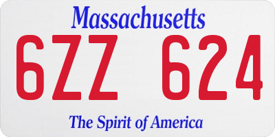 MA license plate 6ZZ624