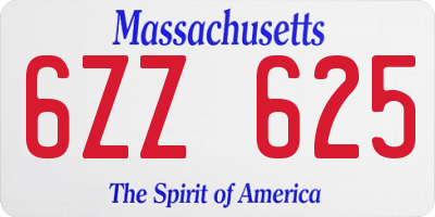 MA license plate 6ZZ625