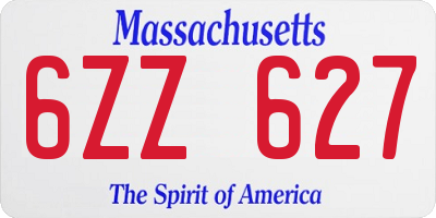 MA license plate 6ZZ627