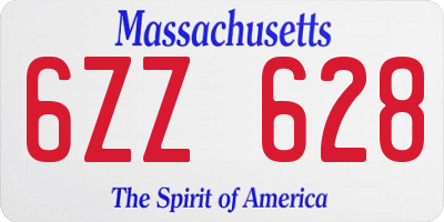 MA license plate 6ZZ628