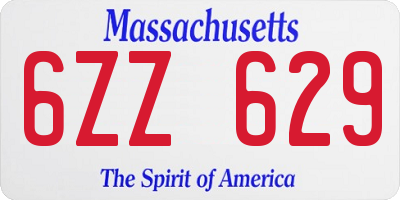 MA license plate 6ZZ629