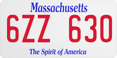 MA license plate 6ZZ630