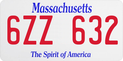 MA license plate 6ZZ632